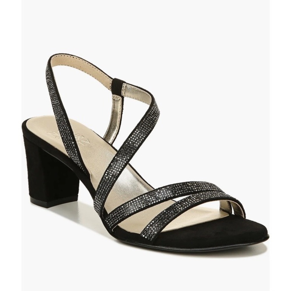 Naturalizer Vanessa 2‎ Black Microfiber Heeled Sandals 12M NEW